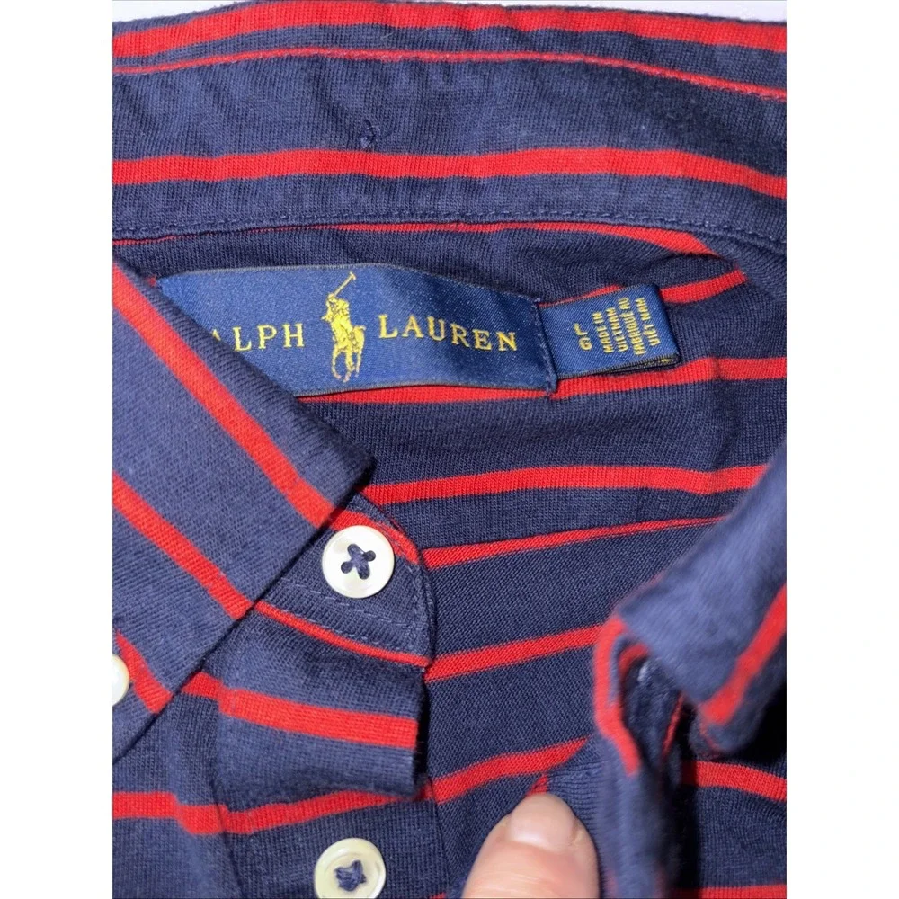 Ralph Lauren Chest Pocket Striped Interlock Knit Shirt Men's Large Cotton Preppy
